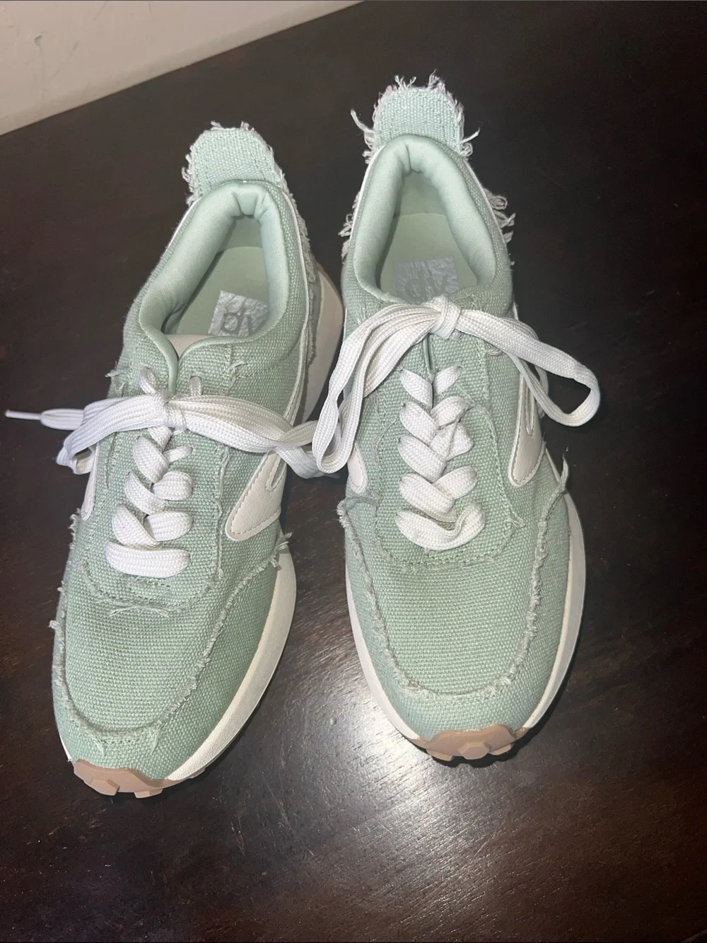 DV by Dolce Vita Mint Green Canvas Lace-Up Sneakers with White Accents